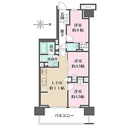 都営新宿線 東大島駅 徒歩8分の賃貸マンション 13階3LDKの間取り