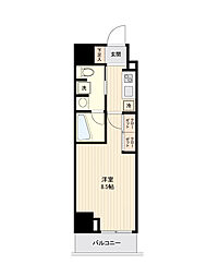東急池上線 雪が谷大塚駅 徒歩2分の賃貸マンション 9階1Kの間取り