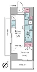 東急東横線 都立大学駅 徒歩4分の賃貸マンション 5階1DKの間取り