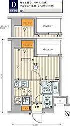 西武池袋線 東長崎駅 徒歩6分の賃貸マンション 6階1Kの間取り