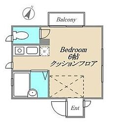 久が原さくら荘 202 2階ワンルームの間取り