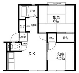 JR東海道本線 大船駅 徒歩7分の賃貸アパート 1階2DKの間取り