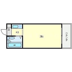 淡路エンビィハイツ 3階ワンルームの間取り