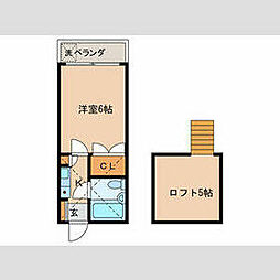 JR京浜東北・根岸線 川口駅 徒歩9分の賃貸アパート 2階1Kの間取り