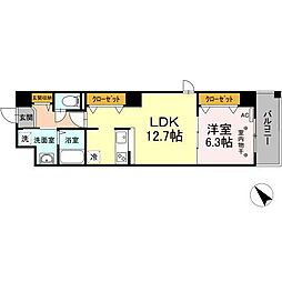 横浜市営地下鉄ブルーライン 新横浜駅 徒歩10分の賃貸マンション 7階1LDKの間取り