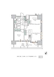 JR山手線 田町駅 徒歩7分の賃貸マンション 14階2LDKの間取り