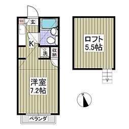 西武多摩湖線 八坂駅 徒歩6分の賃貸アパート 1階ワンルームの間取り