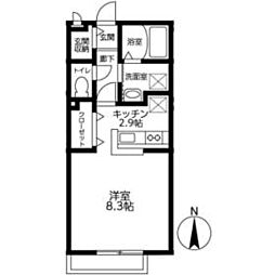 アルトピーノ 1階ワンルームの間取り