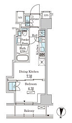 都営新宿線 菊川駅 徒歩3分の賃貸マンション 10階1DKの間取り