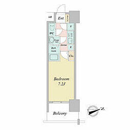 スペーシア江坂広芝町 11階1Kの間取り