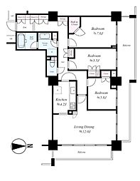 キャナルワーフタワーズ W709号室 7階3LDKの間取り