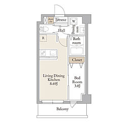 京成本線 お花茶屋駅 徒歩10分の賃貸マンション 4階1LDKの間取り