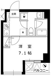 都営三田線 三田駅 徒歩8分の賃貸マンション 6階1Kの間取り