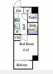 都営大江戸線 若松河田駅 徒歩4分の賃貸マンション 4階1Kの間取り