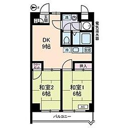 都営三田線 西巣鴨駅 徒歩6分の賃貸マンション 4階2DKの間取り