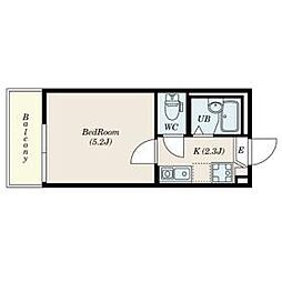 ライブズ品川 2階1Kの間取り