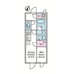 京王井の頭線 神泉駅 徒歩5分の賃貸マンション 3階1DKの間取り
