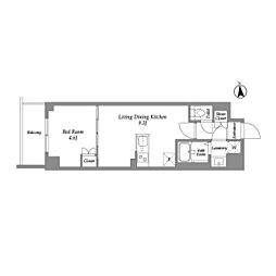 西武新宿線 西武新宿駅 徒歩3分の賃貸マンション 4階1LDKの間取り