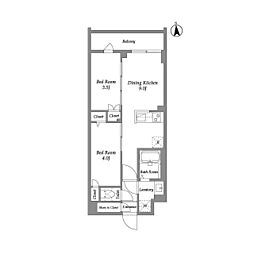 西武新宿線 西武新宿駅 徒歩3分の賃貸マンション 3階2DKの間取り