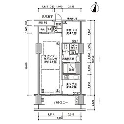 東京メトロ有楽町線 辰巳駅 徒歩10分の賃貸マンション 5階1LDKの間取り