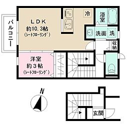 京王井の頭線 西永福駅 徒歩3分の賃貸アパート 2階1LDKの間取り