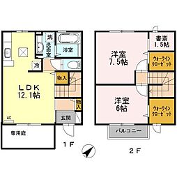 JR鹿児島本線 福間駅 徒歩19分の賃貸アパート 1階2LDKの間取り