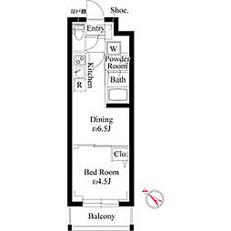 JR京浜東北・根岸線 赤羽駅 徒歩9分の賃貸マンション 3階1DKの間取り