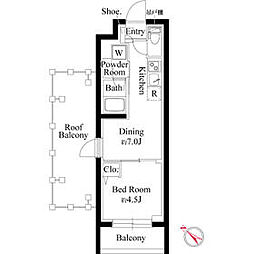 JR京浜東北・根岸線 赤羽駅 徒歩9分の賃貸マンション 5階1DKの間取り