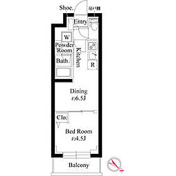 JR京浜東北・根岸線 赤羽駅 徒歩9分の賃貸マンション 4階1DKの間取り