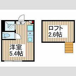 JR総武本線 新小岩駅 徒歩9分の賃貸アパート 2階ワンルームの間取り