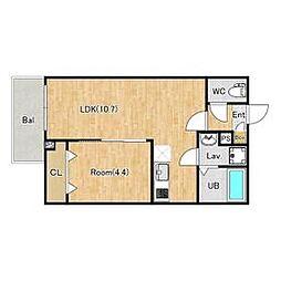 （仮称）ジーメゾン春日部浜川戸 2階1LDKの間取り