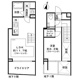 東京メトロ千代田線 代々木上原駅 徒歩3分の賃貸マンション 地下1階1LDKの間取り