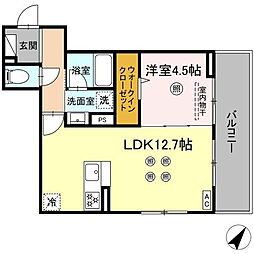 JR鹿児島本線 笹原駅 徒歩23分の賃貸アパート 2階1LDKの間取り