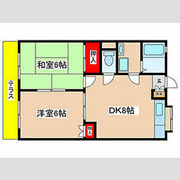 小田急小田原線 柿生駅 徒歩25分の賃貸アパート 1階2DKの間取り
