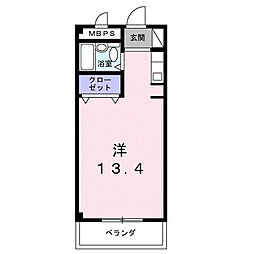 ナティフきぬうらＮｏ．2 2階ワンルームの間取り