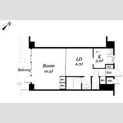 メゾンドゥース南麻布 3階1LDKの間取り