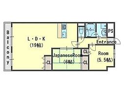 北大阪急行電鉄 桃山台駅 徒歩13分の賃貸マンション 1階2LDKの間取り