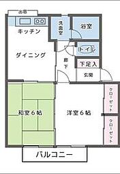 ハッピーレジデンス 2階2DKの間取り