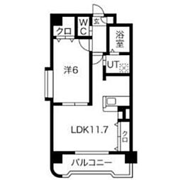 名鉄豊田線 浄水駅 徒歩11分の賃貸マンション 5階1LDKの間取り