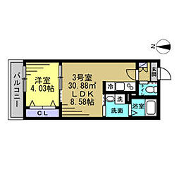 JR京葉線 蘇我駅 徒歩13分の賃貸アパート 2階1LDKの間取り