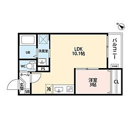 Warren　nakashiota　VII(ウォー 101 1階1LDKの間取り