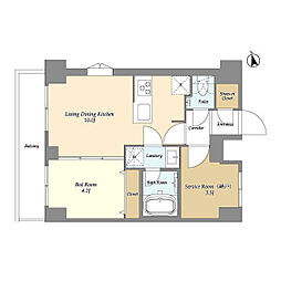 Ａｕｇｕｓｔａ　Ｒｅｓｉｄｅｎｃｅ大森 8階1SLDKの間取り