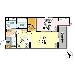 Ｃｒａｄｌｅ 1階1LDKの間取り