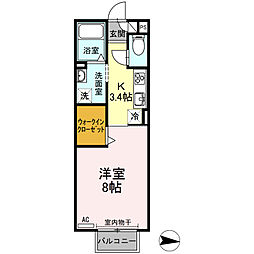 名鉄名古屋本線 新安城駅 徒歩19分の賃貸アパート 2階1Kの間取り