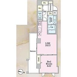 JR総武線 船橋駅 徒歩9分の賃貸マンション 5階1LDKの間取り
