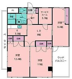 JR中央線 立川駅 徒歩16分の賃貸マンション 1階3LDKの間取り