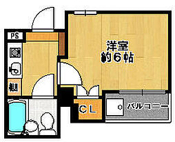 京成本線 京成船橋駅 徒歩10分の賃貸マンション 4階1Kの間取り