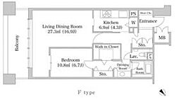 東京メトロ半蔵門線 水天宮前駅 徒歩4分の賃貸マンション 7階1LDKの間取り