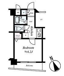 シンシア東中野 303号室 3階1Kの間取り