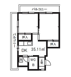 京急本線 立会川駅 徒歩5分の賃貸マンション 4階2DKの間取り